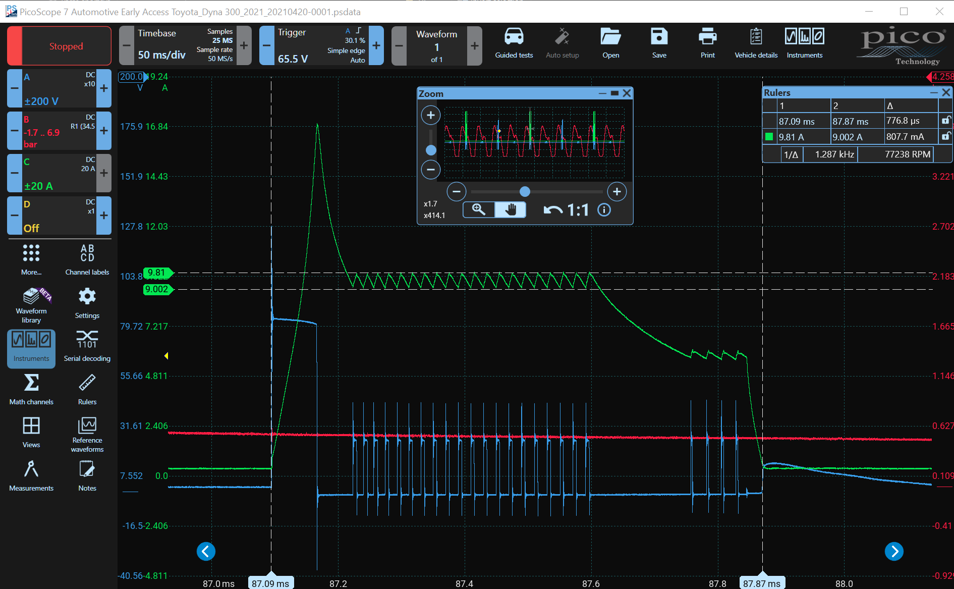 Hino Truck Injector Waveform showing PWM control