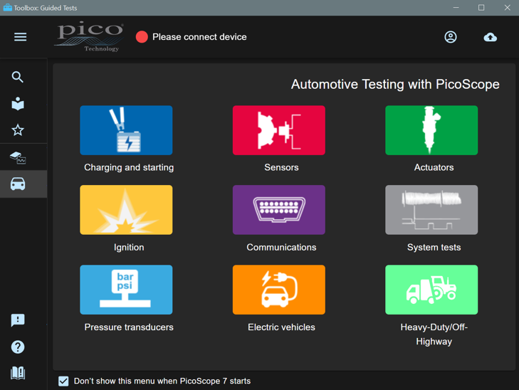 PicoScope 7 Guided Test Selection