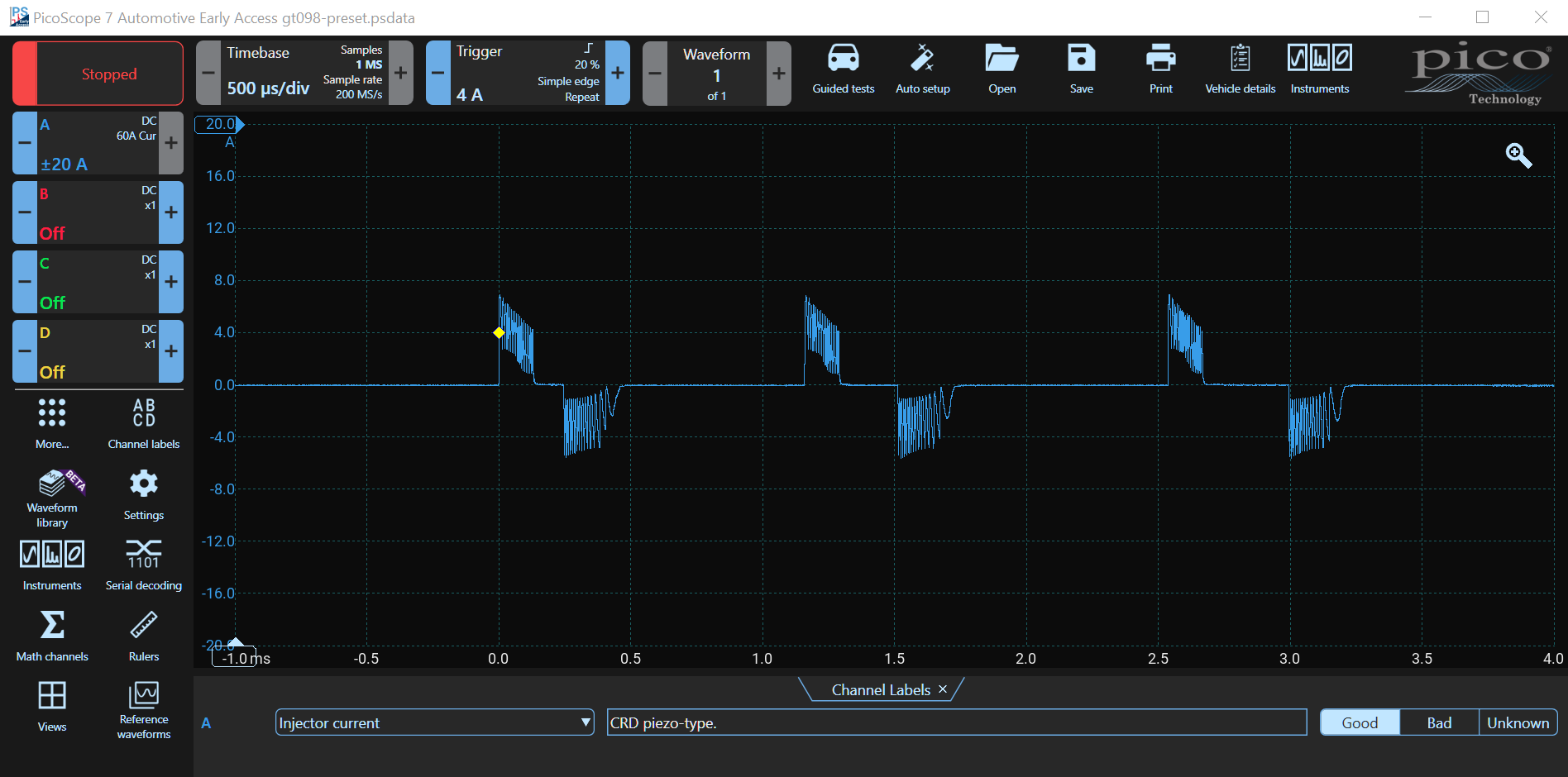 Test 4 CRD Bosch Piezo Injector Good Waveform